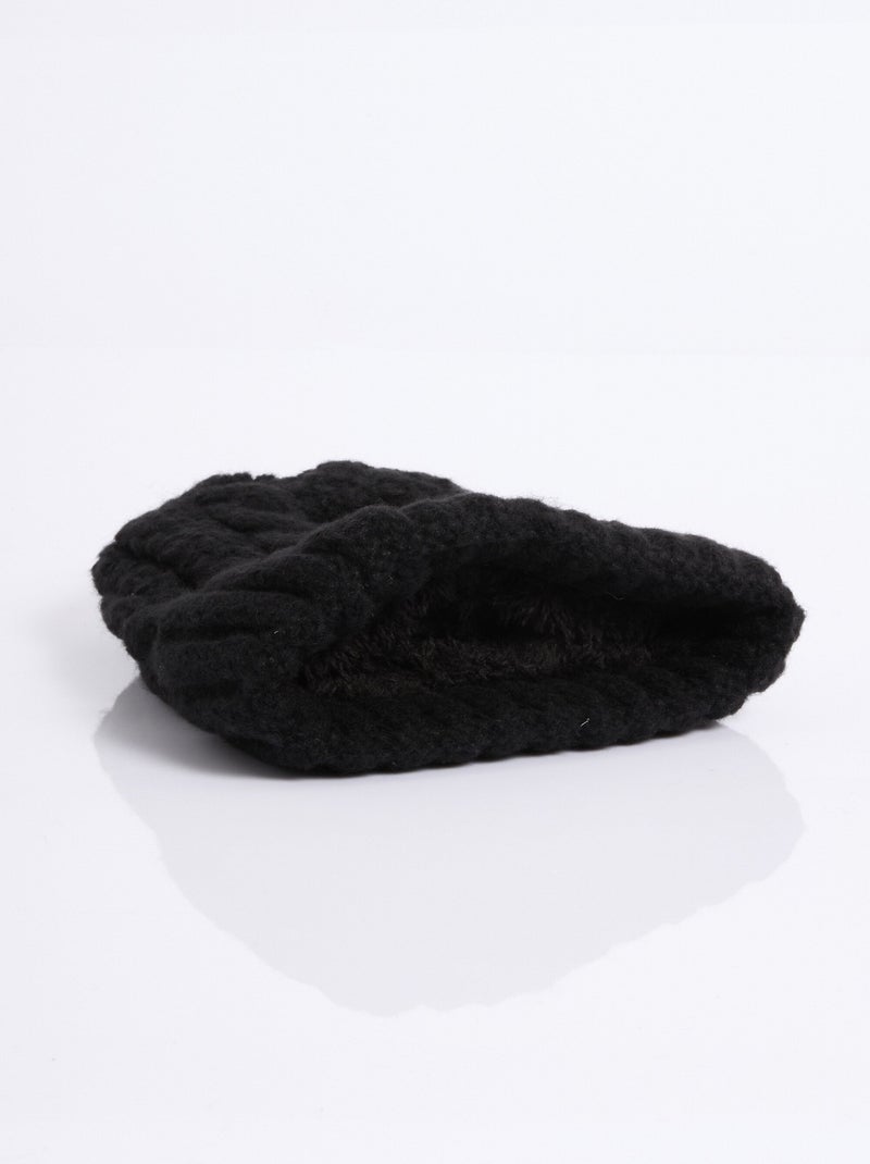 Bonnet en maille intérieur sherpa - afibel Noir - Kiabi