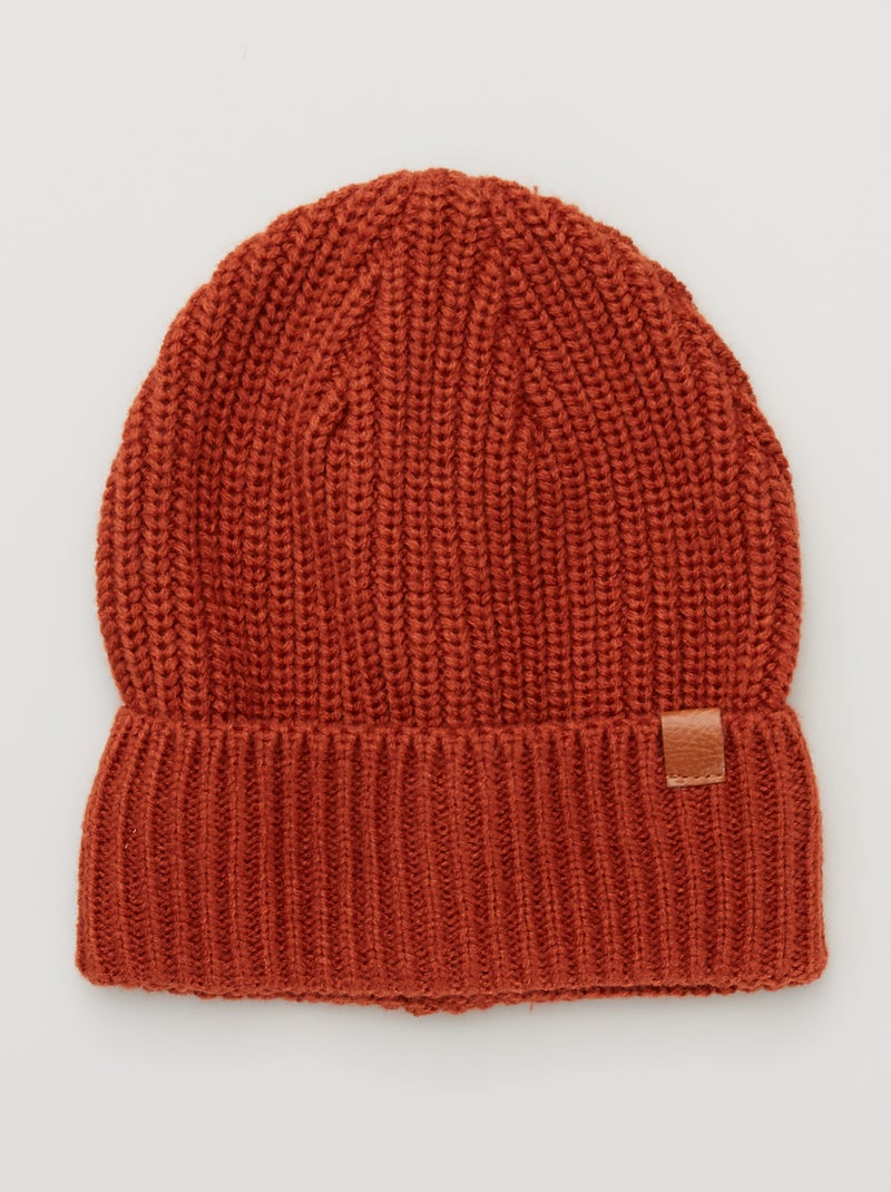 Bonnet en maille orange - Kiabi