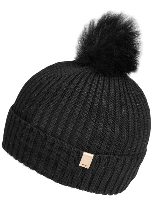 Bonnet En maille recyclée, chaud, doublé polaire recyclé, pompom femme Isotoner - Kiabi