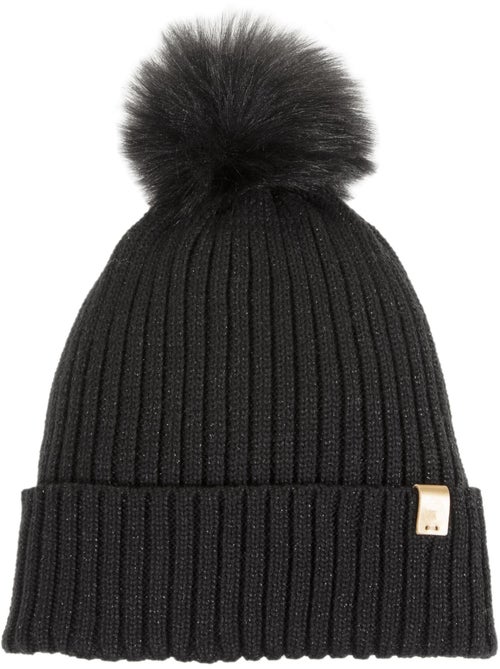 Bonnet en maille recyclée, chaud, doublé polaire recyclé, pompom femme - Kiabi
