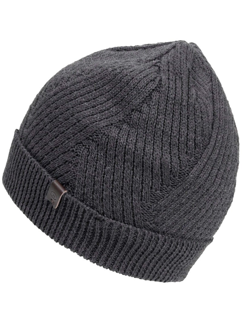 Bonnet en maille recylée, chaud, doublé polaire recyclée homme isotoner Gris - Kiabi