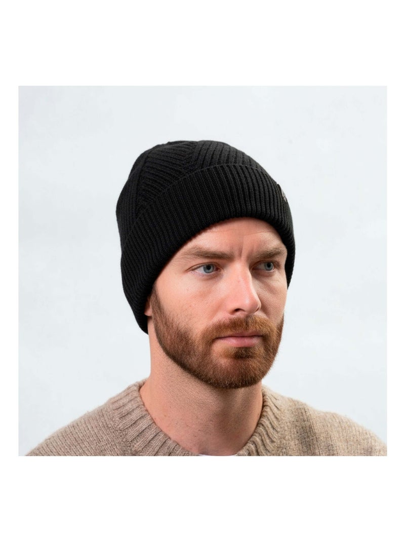 Bonnet en maille recylée, chaud, doublé polaire recyclée homme isotoner Noir - Kiabi