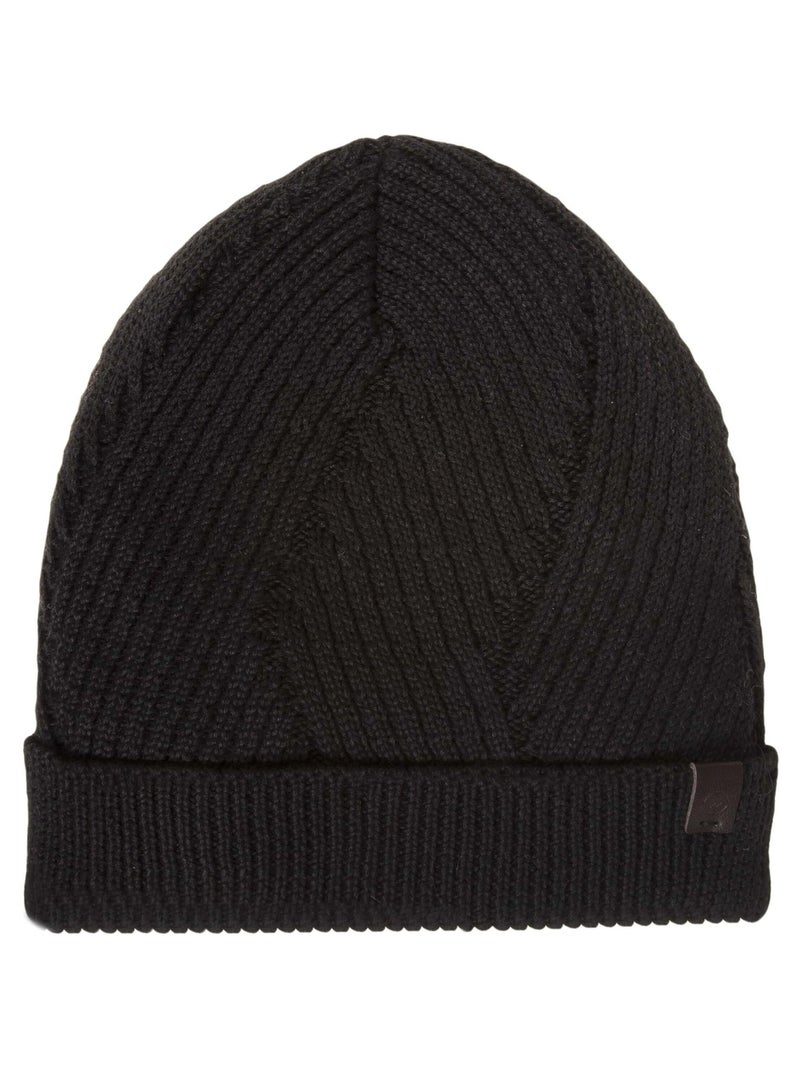 Bonnet en maille recylée, chaud, doublé polaire recyclée homme isotoner Noir - Kiabi