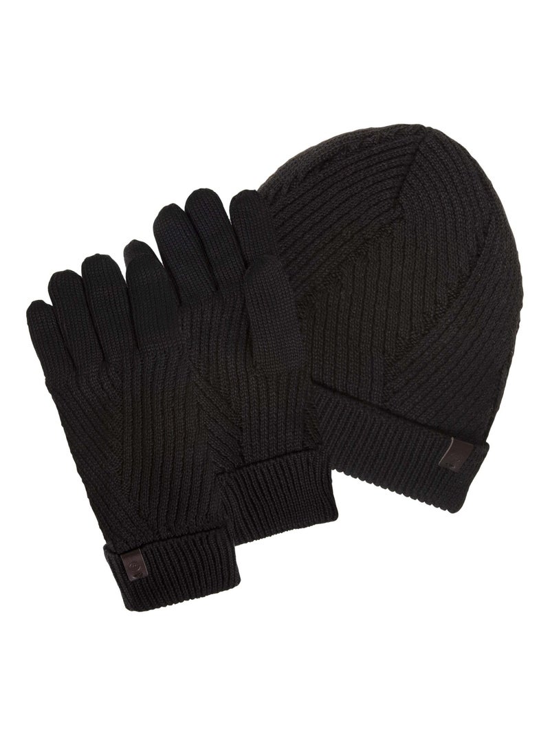 Bonnet en maille recylée, chaud, doublé polaire recyclée homme isotoner Noir - Kiabi