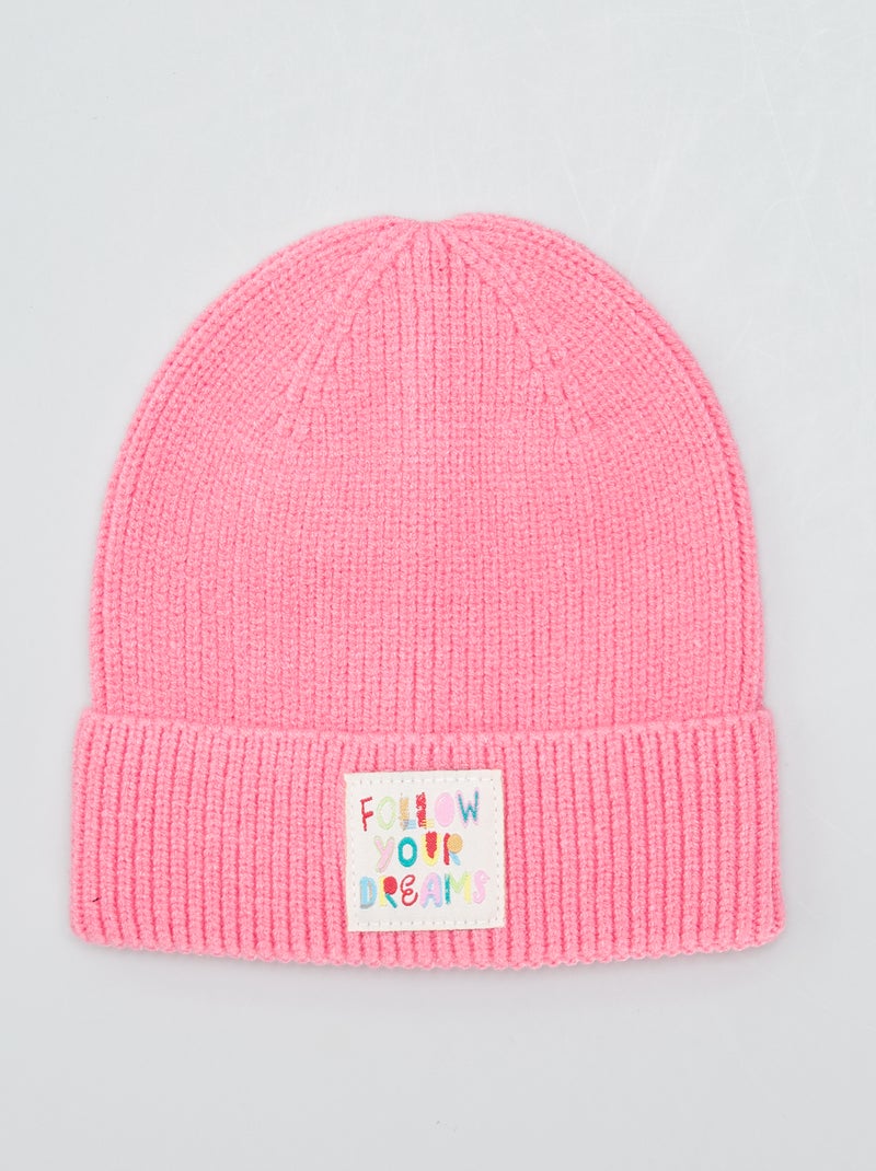 Bonnet en maille Rose - Kiabi