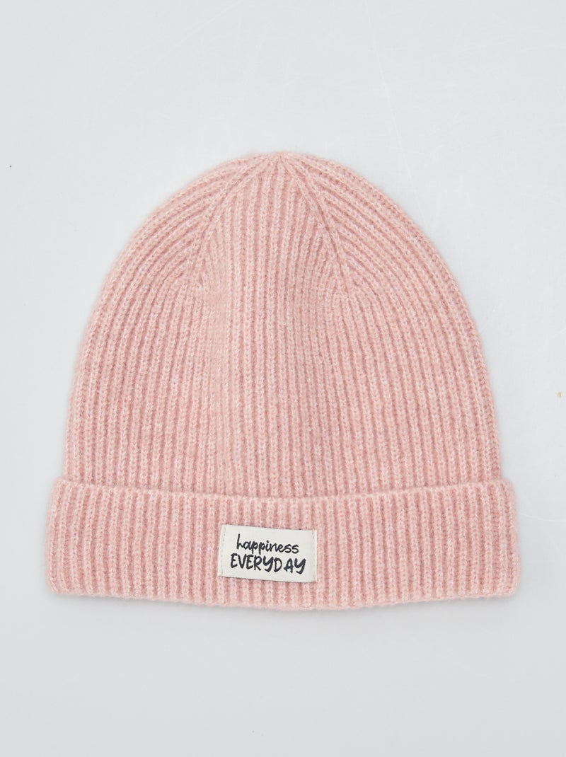 Bonnet en maille Rose poudré - Kiabi