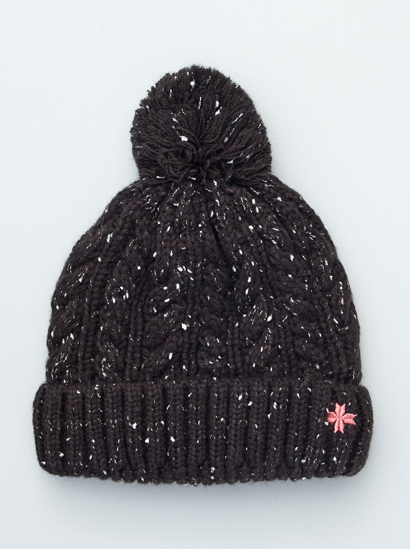 Bonnet en maille torsadée noir - Kiabi