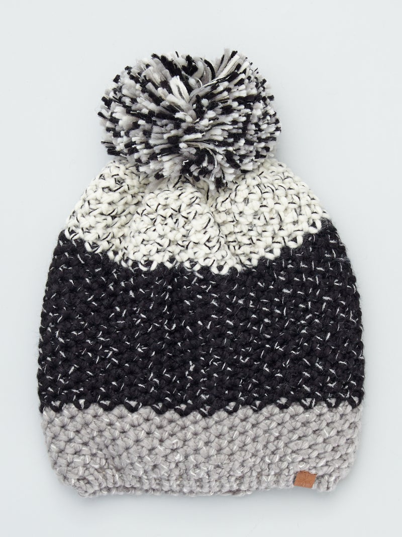 Bonnet en maille tressée gris - Kiabi