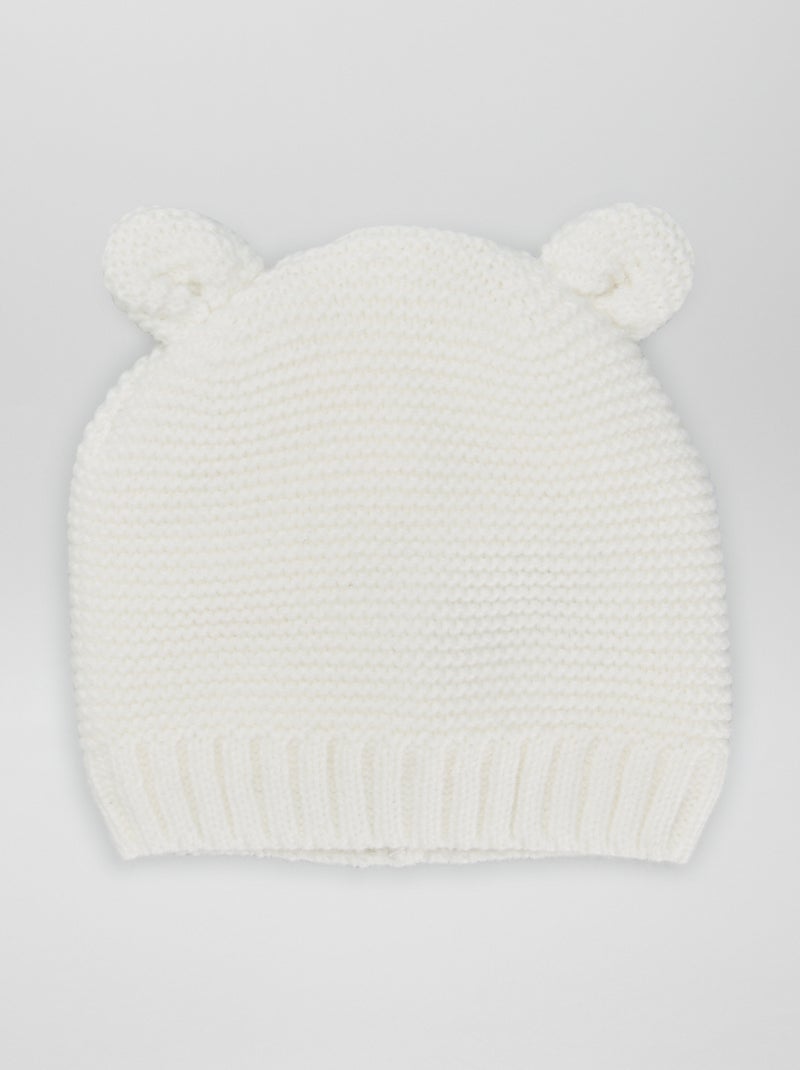Bonnet en maille tricot Blanc - Kiabi
