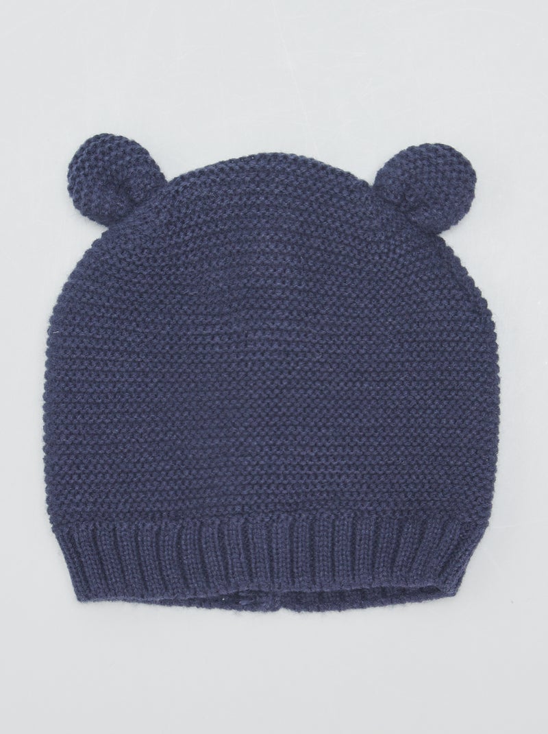 Bonnet en maille tricot Bleu marine - Kiabi