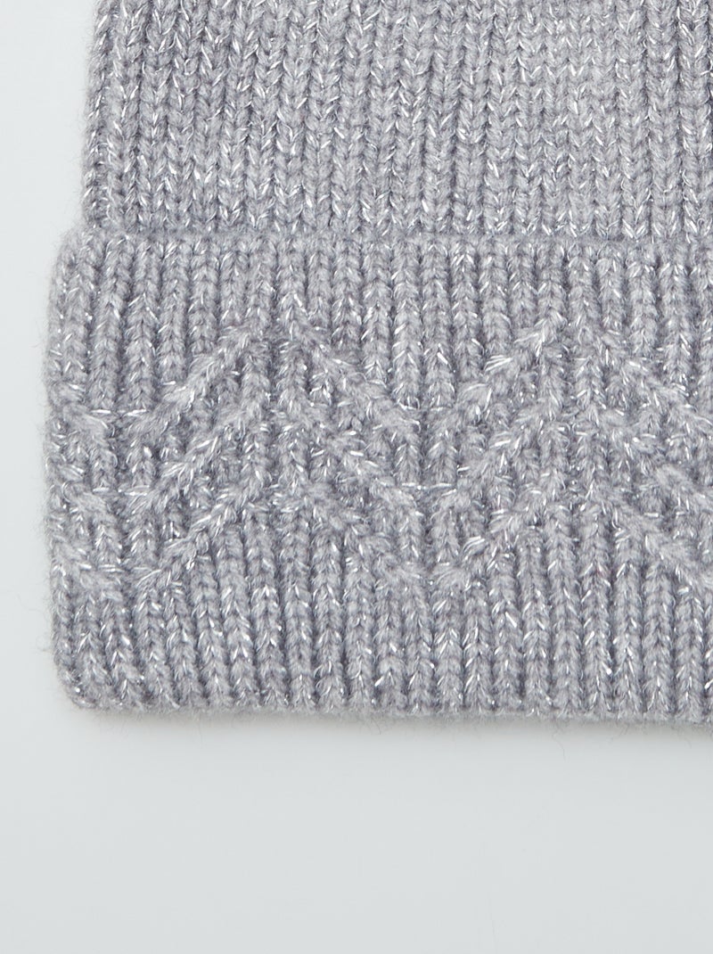 Bonnet en maille tricot Gris - Kiabi