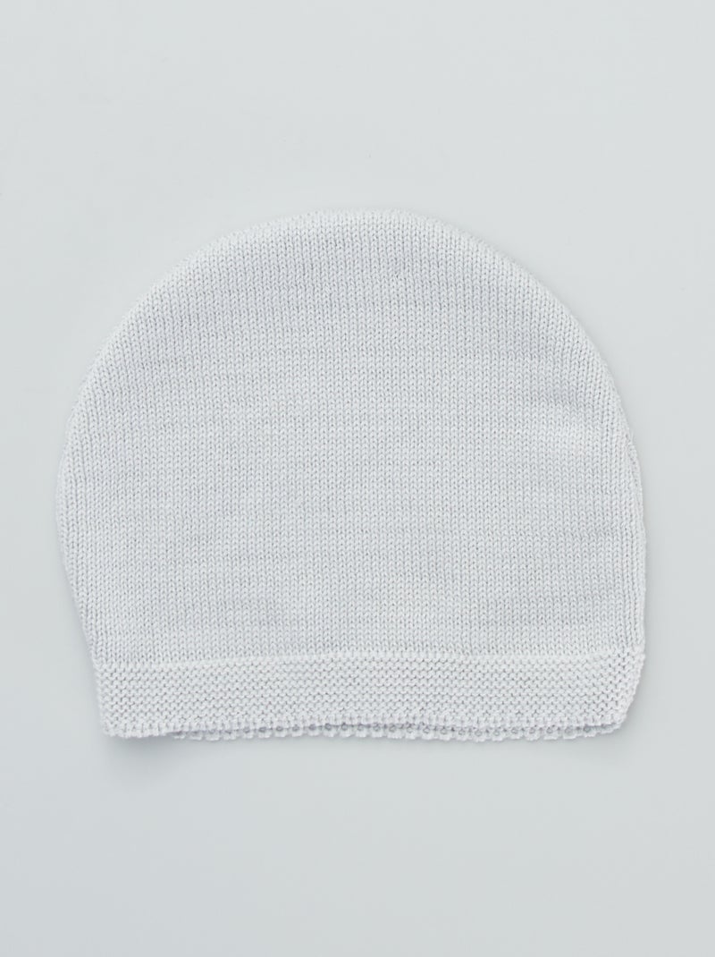 Bonnet en maille tricot 'Manufacture De Layette' - Fabriqué en France gris - Kiabi