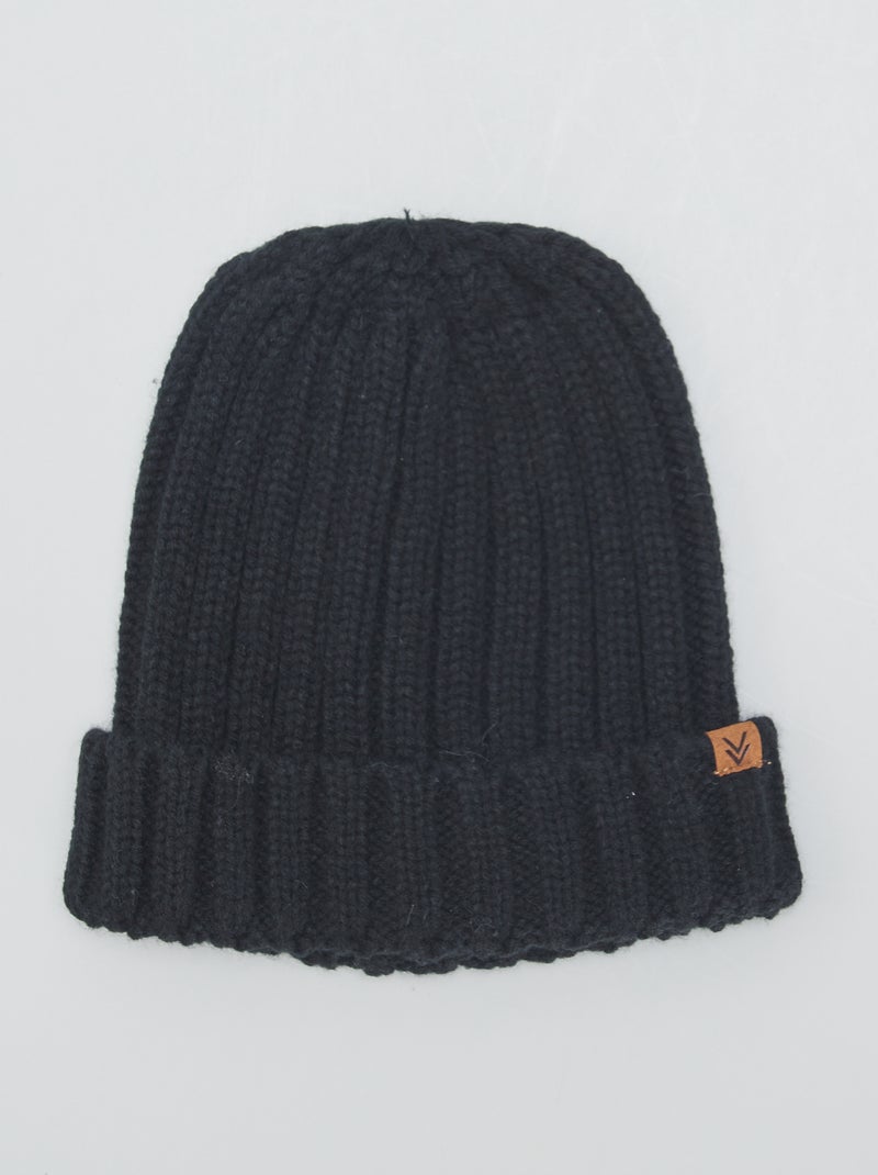 Bonnet en maille tricot Noir - Kiabi