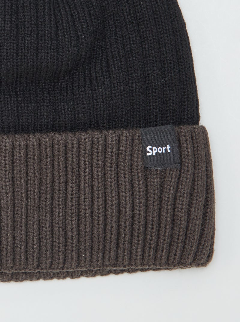 Bonnet en maille tricot Noir - Kiabi