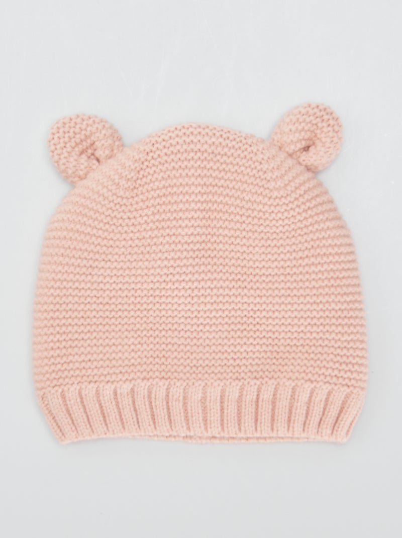 Bonnet en maille tricot Rose - Kiabi