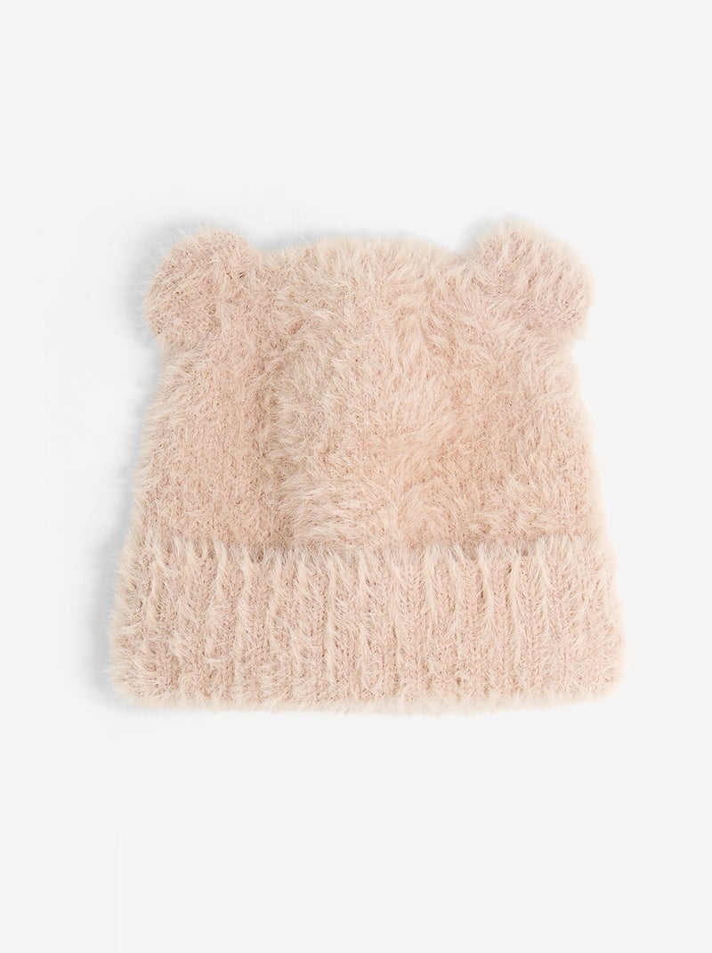 Bonnet en matière douce forme ourson Rose - Kiabi