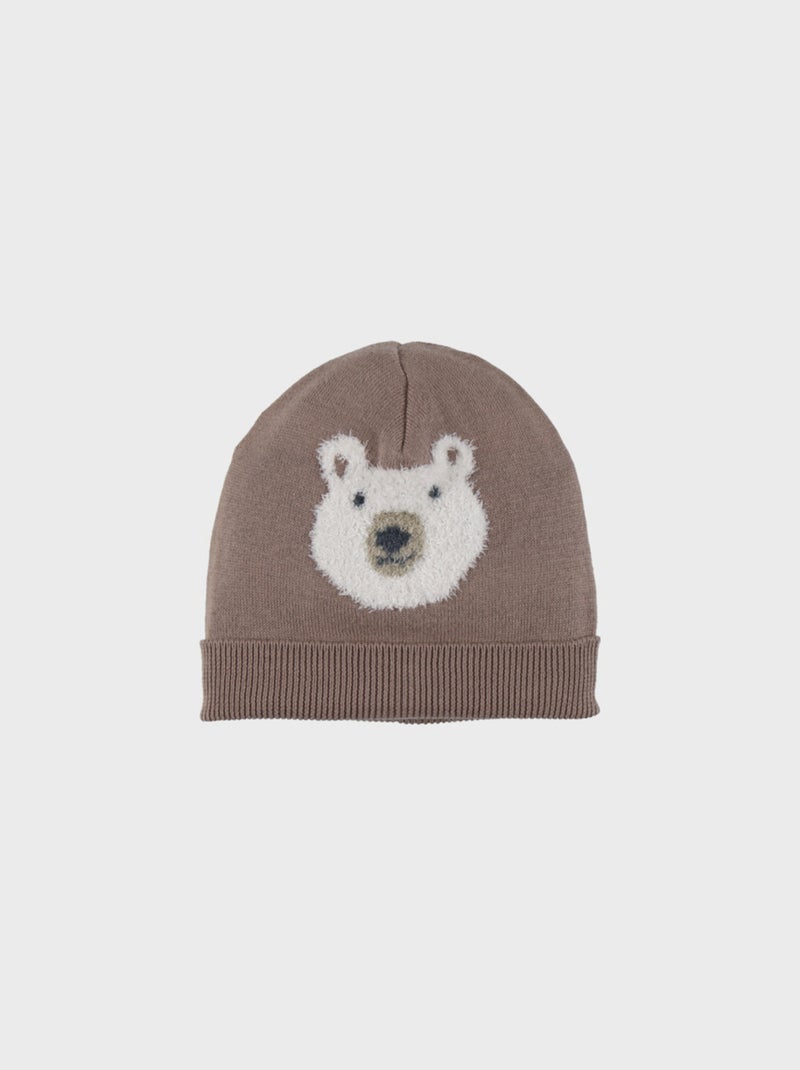 Bonnet en tricot avec motif ours Noukie's Beige - Kiabi