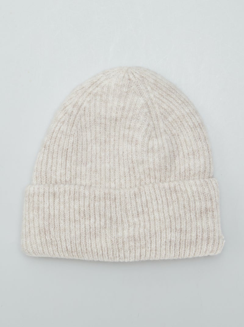 Bonnet en tricot côtelé Blanc - Kiabi