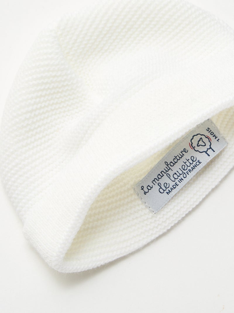 Bonnet en tricot 'La manufacture de Layette' Blanc - Kiabi