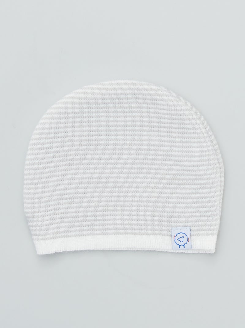 Bonnet en tricot 'La Manufacture de Layette' écru/gris - Kiabi