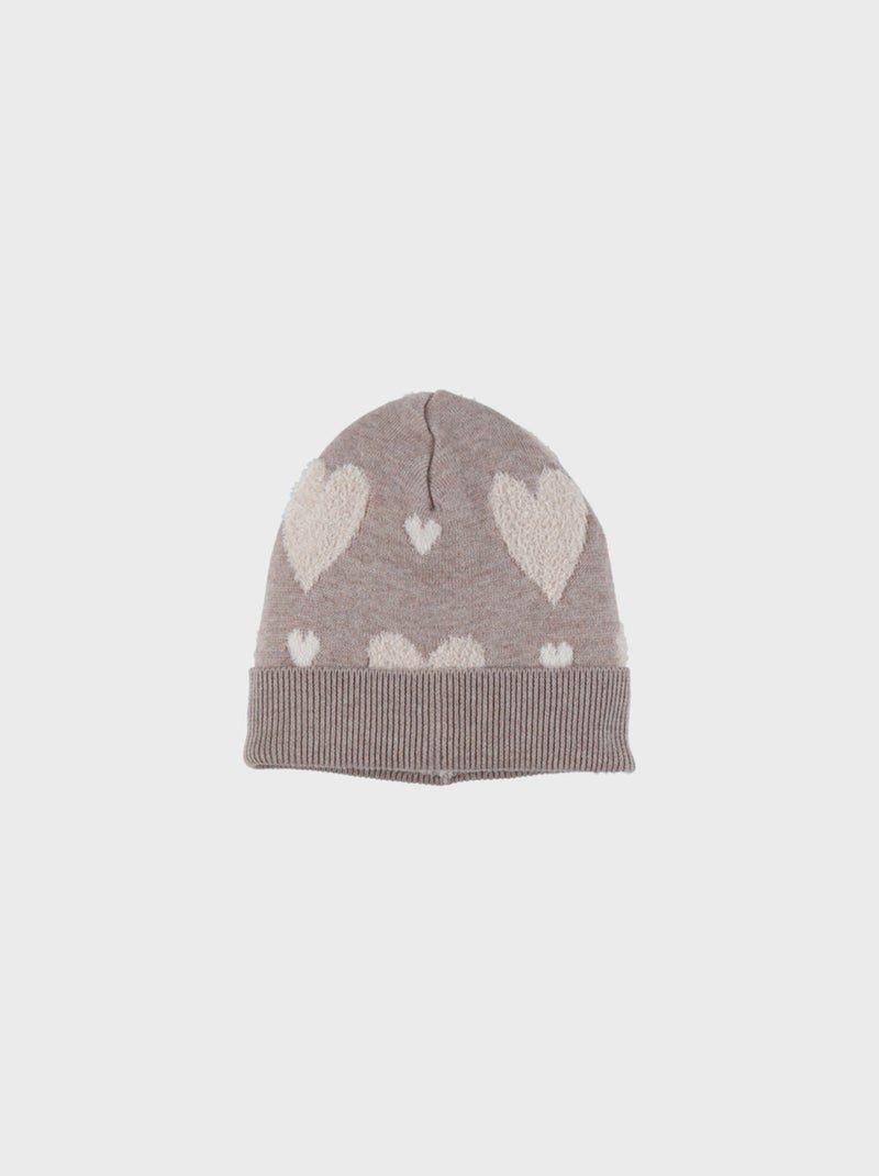 Bonnet en tricot motif cœur Noukie's Beige - Kiabi