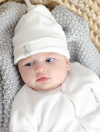 Bonnet En Velours Blanc Sophie La Girafe (0-1 Mois)