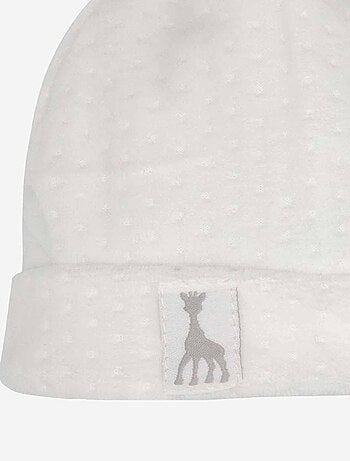 Bonnet En Velours Blanc Sophie La Girafe (0-1 Mois)