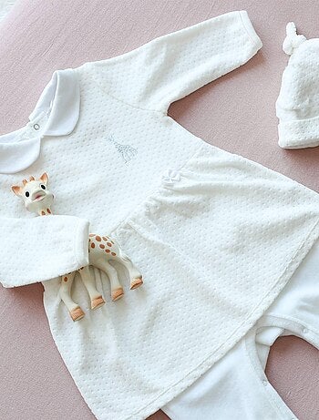 Bonnet En Velours Blanc Sophie La Girafe (0-1 Mois)