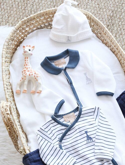 Bonnet bébé garçon naissance - sophie la girafe© bleu Trois Kilos