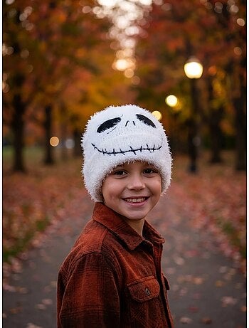 Bonnet enfant jack skellington en maille extensible disney