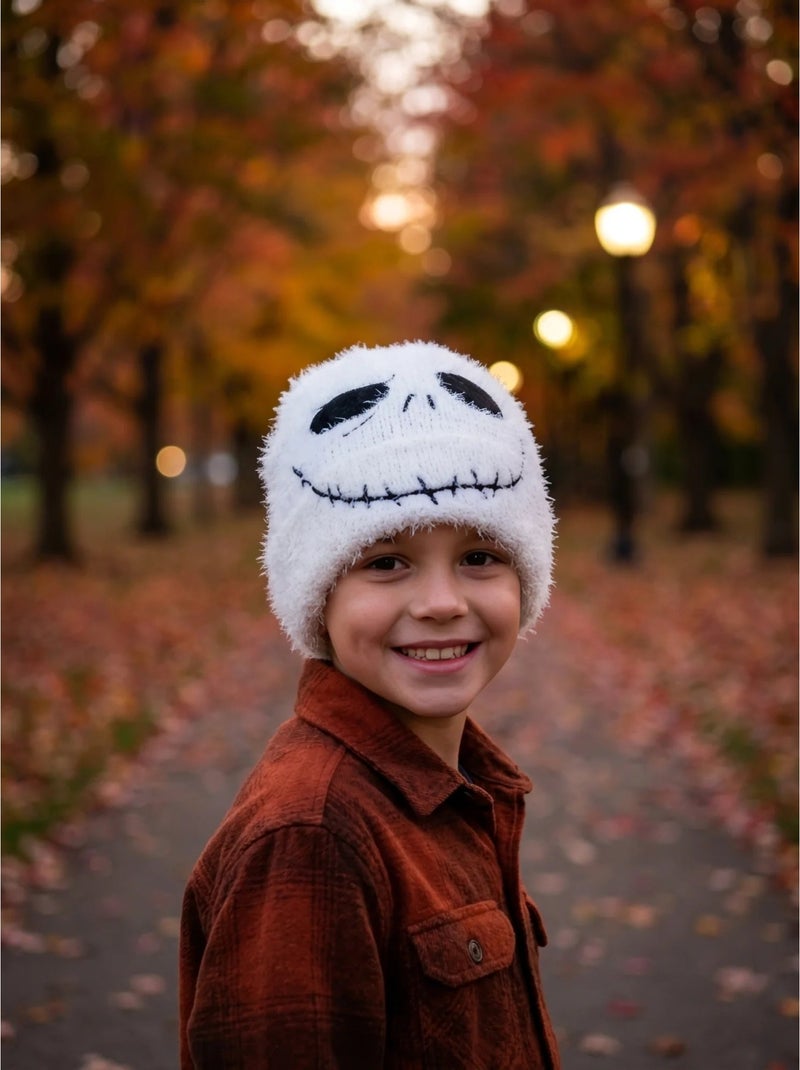 Bonnet enfant jack skellington en maille extensible disney Noir - Kiabi