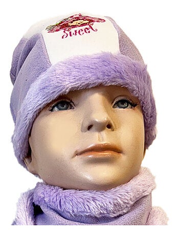 Ensemble bonnet et écharpe Charlotte aux fraises