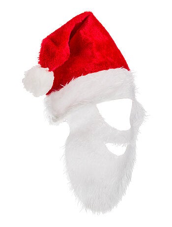 Bonnet et fausse barbe de père noël