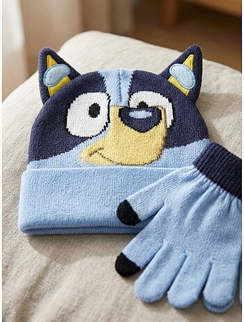 Bonnet et gants enfant en acrylique doux bluey