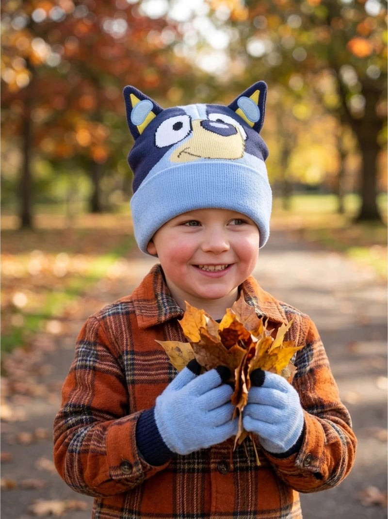 Bonnet et gants enfant en acrylique doux bluey Bleu - Kiabi