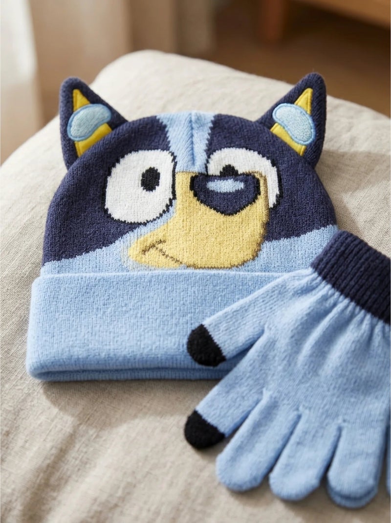 Bonnet et gants enfant en acrylique doux bluey Bleu - Kiabi
