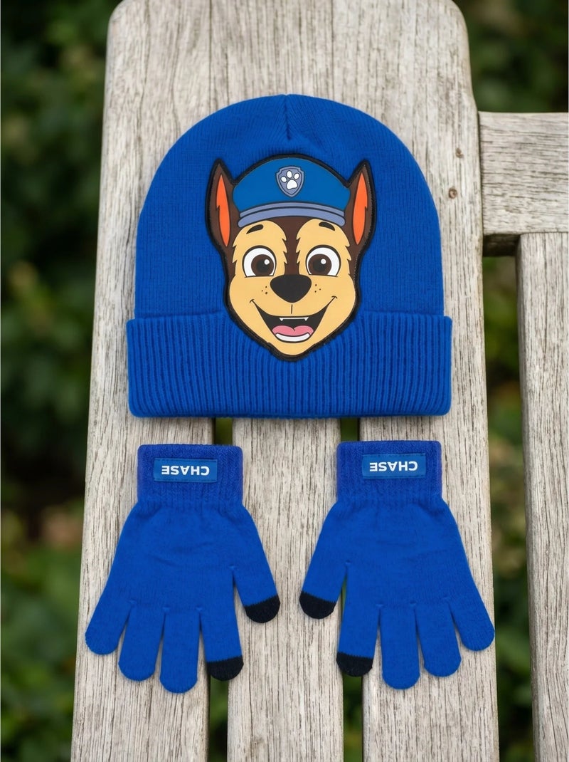 Bonnet et gants enfant en acrylique pat' patrouille nickelodeon Bleu - Kiabi
