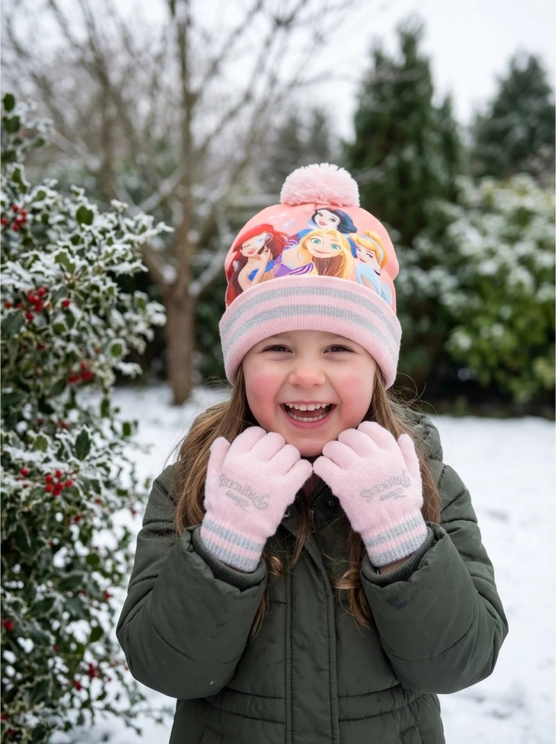 Bonnet et gants princesses disney fille, taille unique Multicolore - Kiabi
