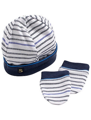 Bonnet et moufles marinière - SAUTHON