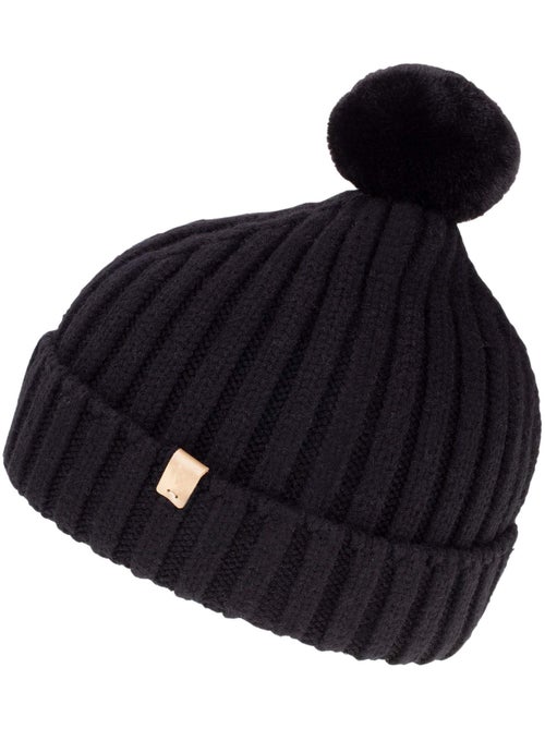 Bonnet femme à pompon torsades noir Isotoner - Kiabi