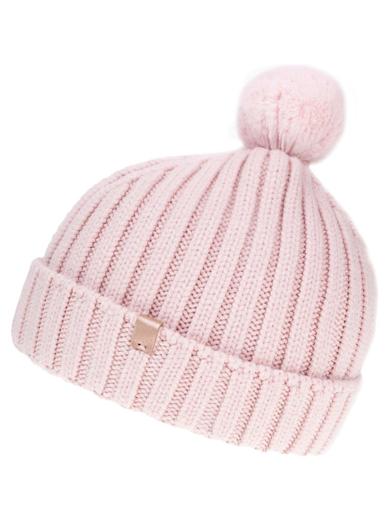 Bonnet femme à pompon torsades rose Isotoner Rose pâle - Kiabi