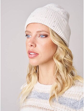 Bonnet femme en maille avec détails brillants 'Deeluxe'