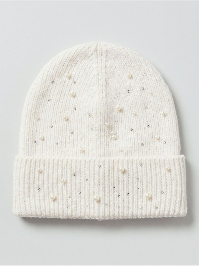 Bonnet femme en maille avec détails brillants 'Deeluxe' Beige argile - Kiabi