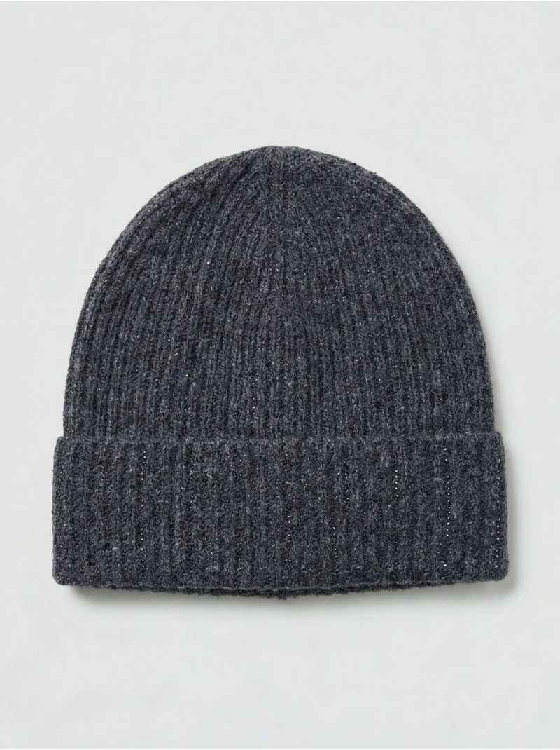 Bonnet femme en maille côtelée 'deeluxe' gris anthracite - Kiabi