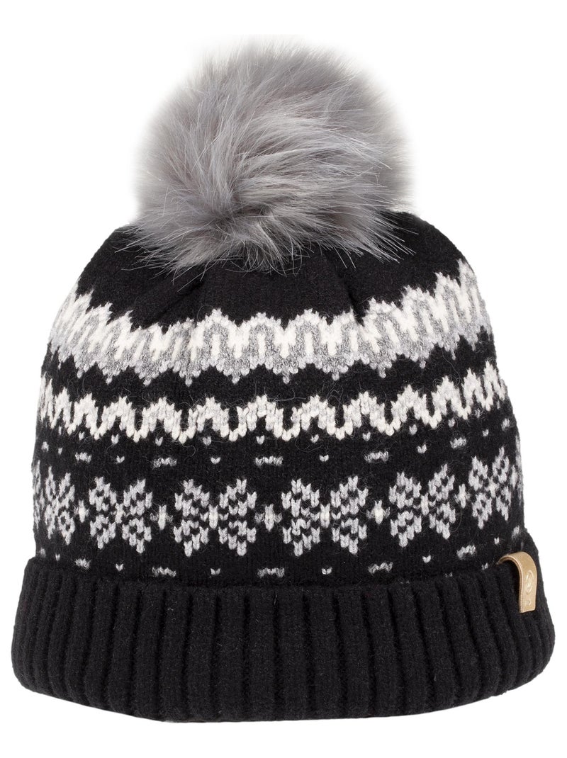 Bonnet femme jacquard noir/gris Isotoner Noir Gris - Kiabi