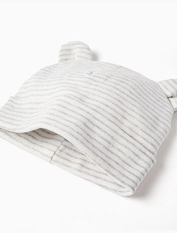 Bonnet + gants en coton à rayures