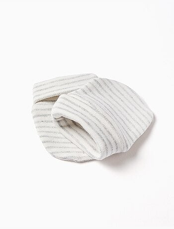 Bonnet + gants en coton à rayures