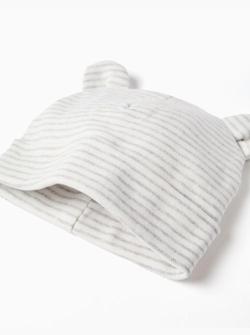 Bonnet + gants en coton à rayures - Kiabi
