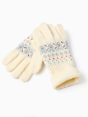 Bonnet + gants en maille avec jacquard