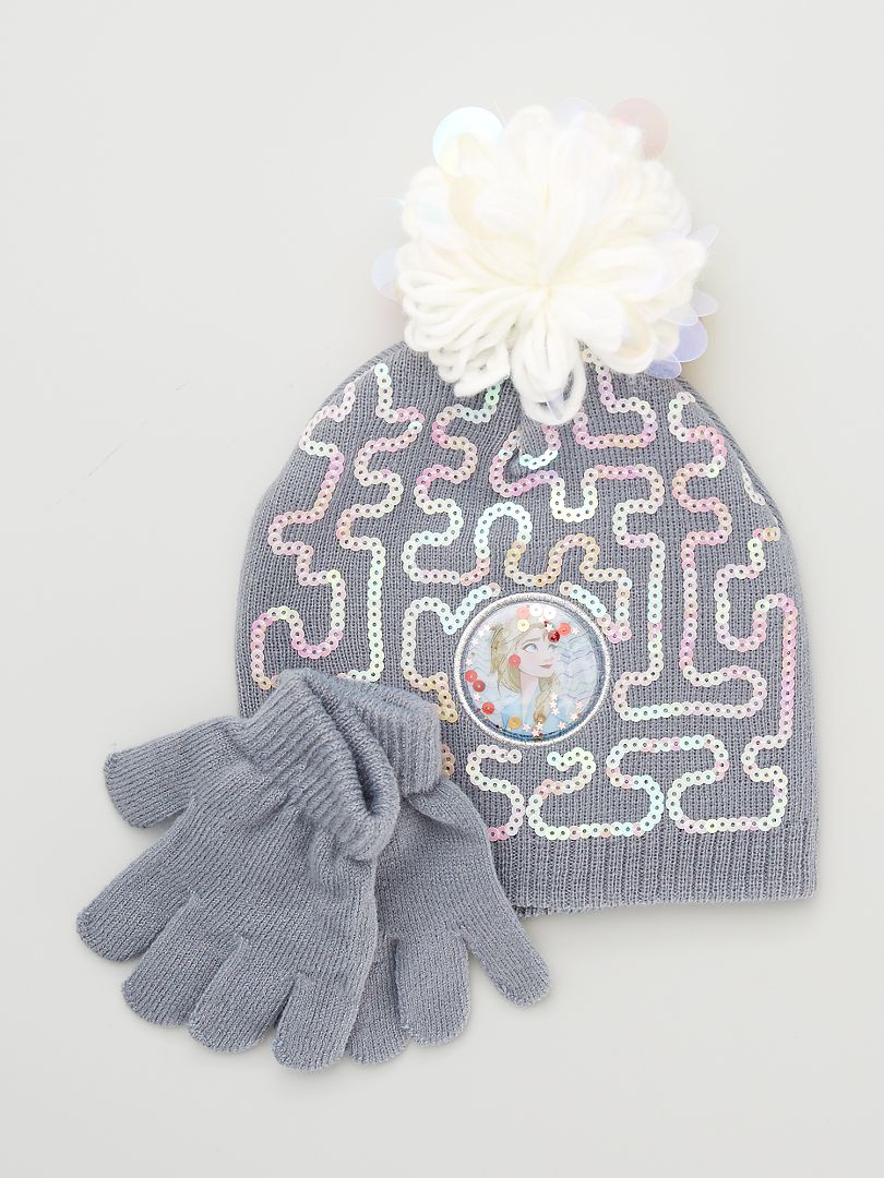 Bonnet + gants 'La Reine des neiges' gris - Kiabi